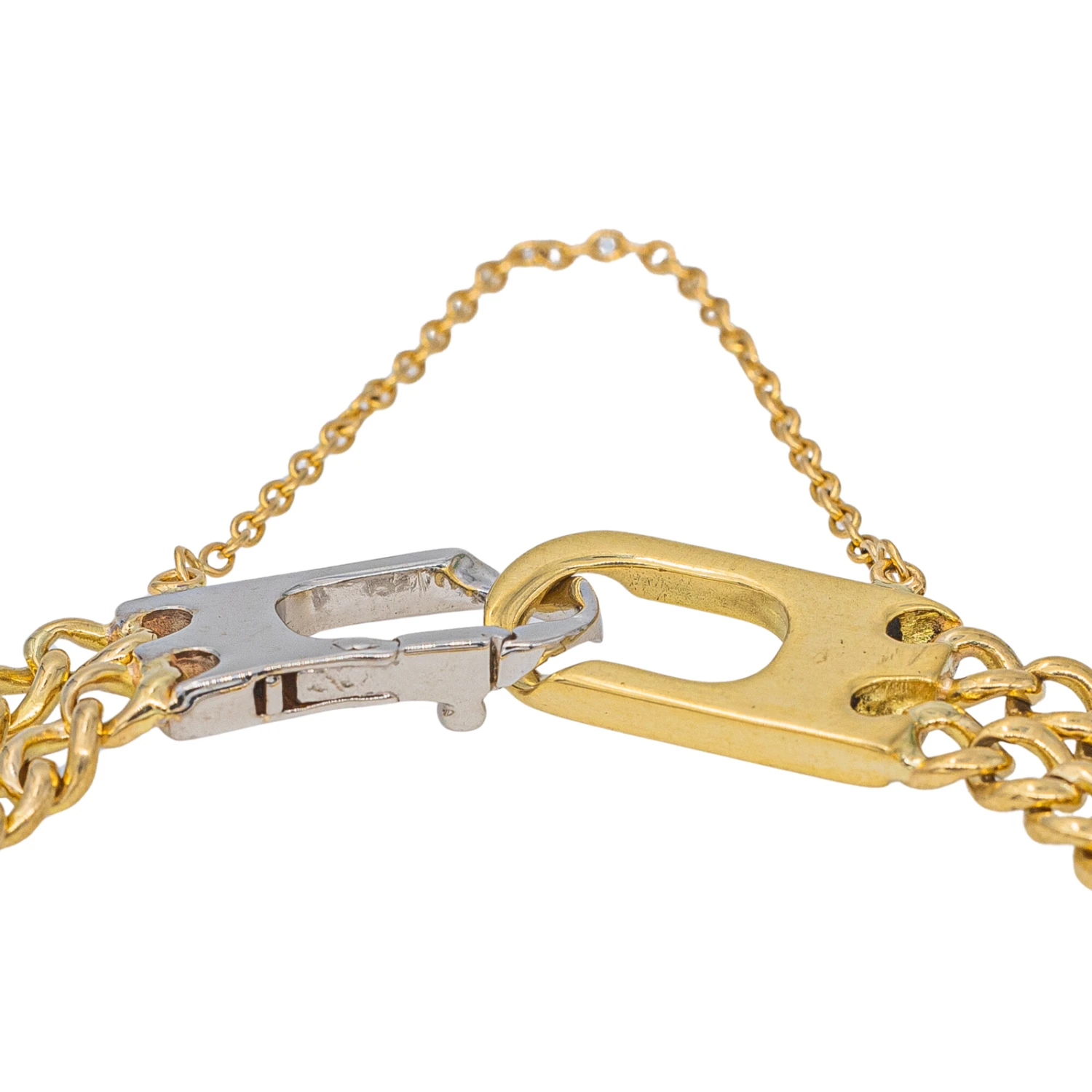 Bracelet Maille Gourmette En Or Jaune, Or Blanc Et Diamant 6 Bracelet Maille Gourmette En Or Jaune, Or Blanc Et Diamant – Image 6