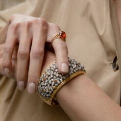 Bracelet Manchette En Or Jaune Et Diamants -Castafiore Boutique 6V2A8998