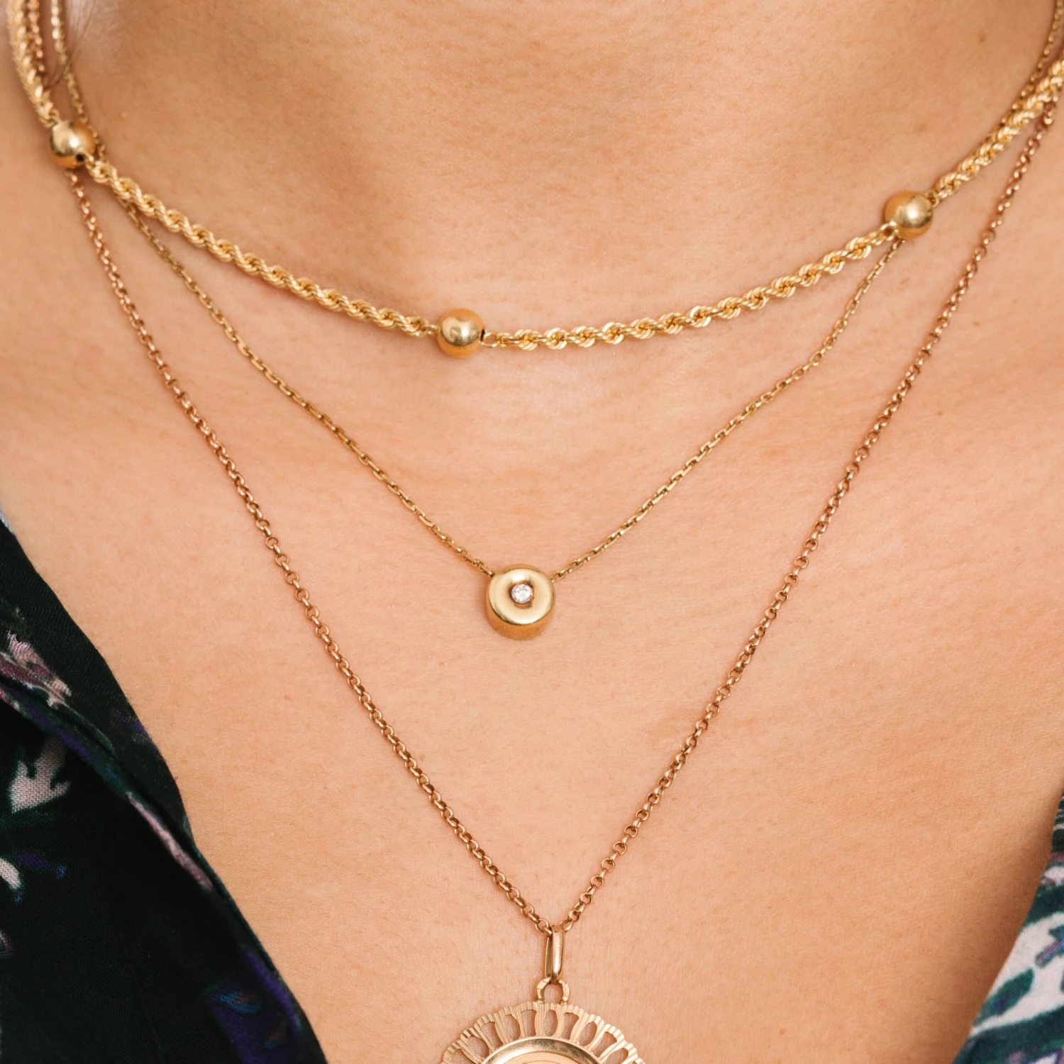 Collier Maille En Or Jaune Et Boules 2 Collier Maille En Or Jaune Et Boules – Image 2