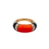 Bague Jonc En Or Jaune, Corail, Onyx Et Diamants