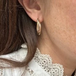 Boucles D'oreilles Créoles En Or Jaune, Or Blanc Et Or Rose -Castafiore Boutique IMG 5785