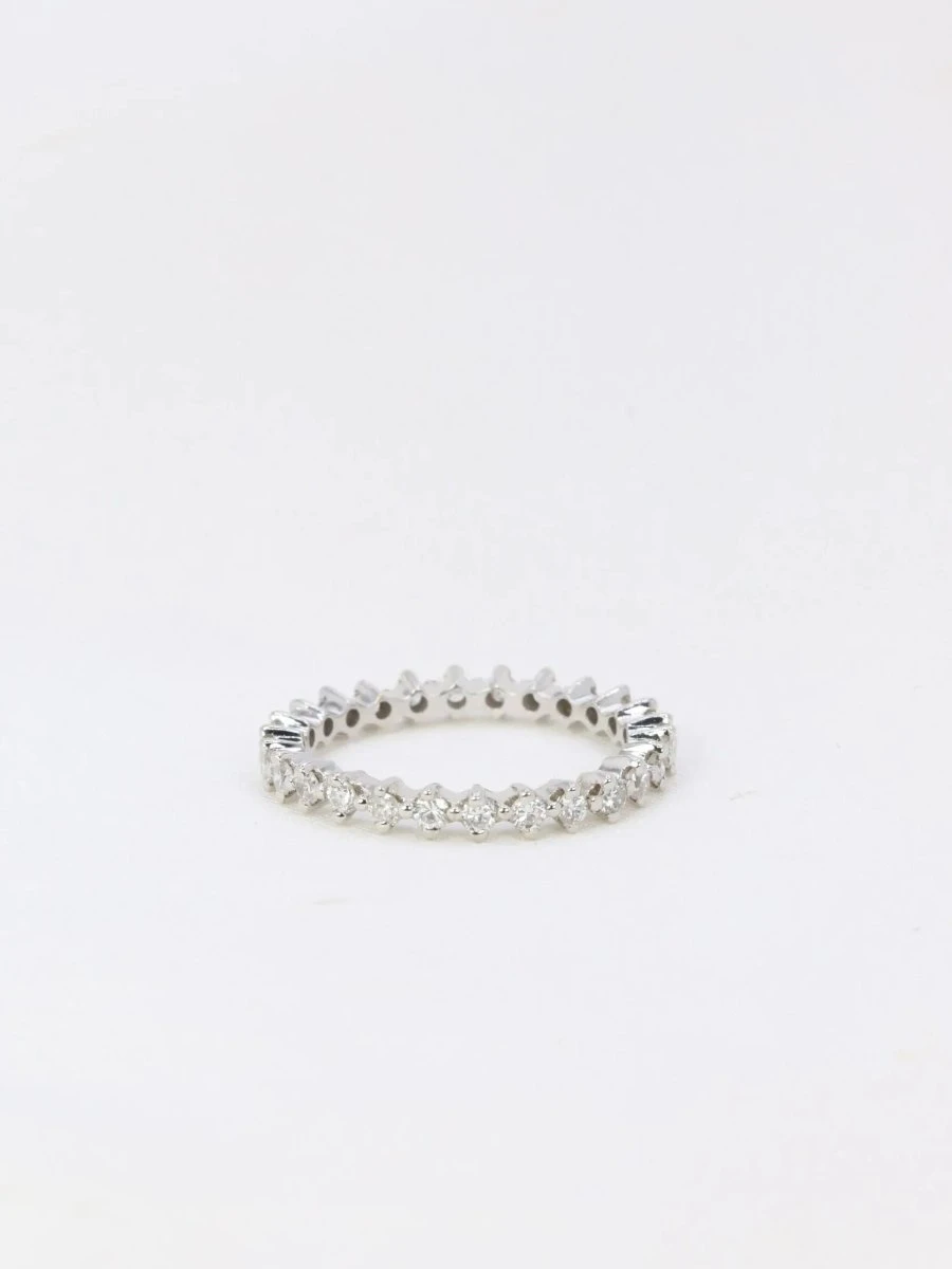 Alliance Américaine En Or Blanc Et Diamants 0,5 Ct 3 Alliance Américaine En Or Blanc Et Diamants 0,5 Ct – Image 3