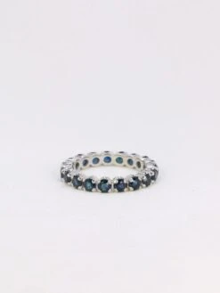 Alliance Américaine Vintge En Or Blanc Et Saphirs