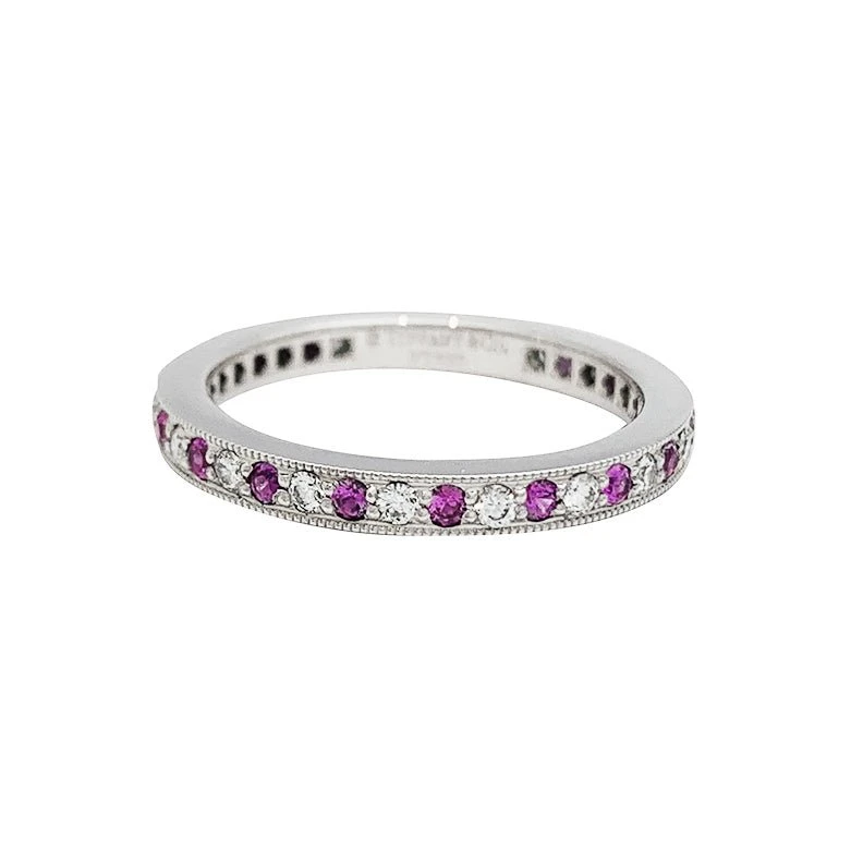 Miller Bague Alliance TIFFANY & CO "Tiffany Legacy" En Platine, Saphirs Roses Et Diamants 1 Miller Bague Alliance TIFFANY & CO "Tiffany Legacy" En Platine, Saphirs Roses Et Diamants