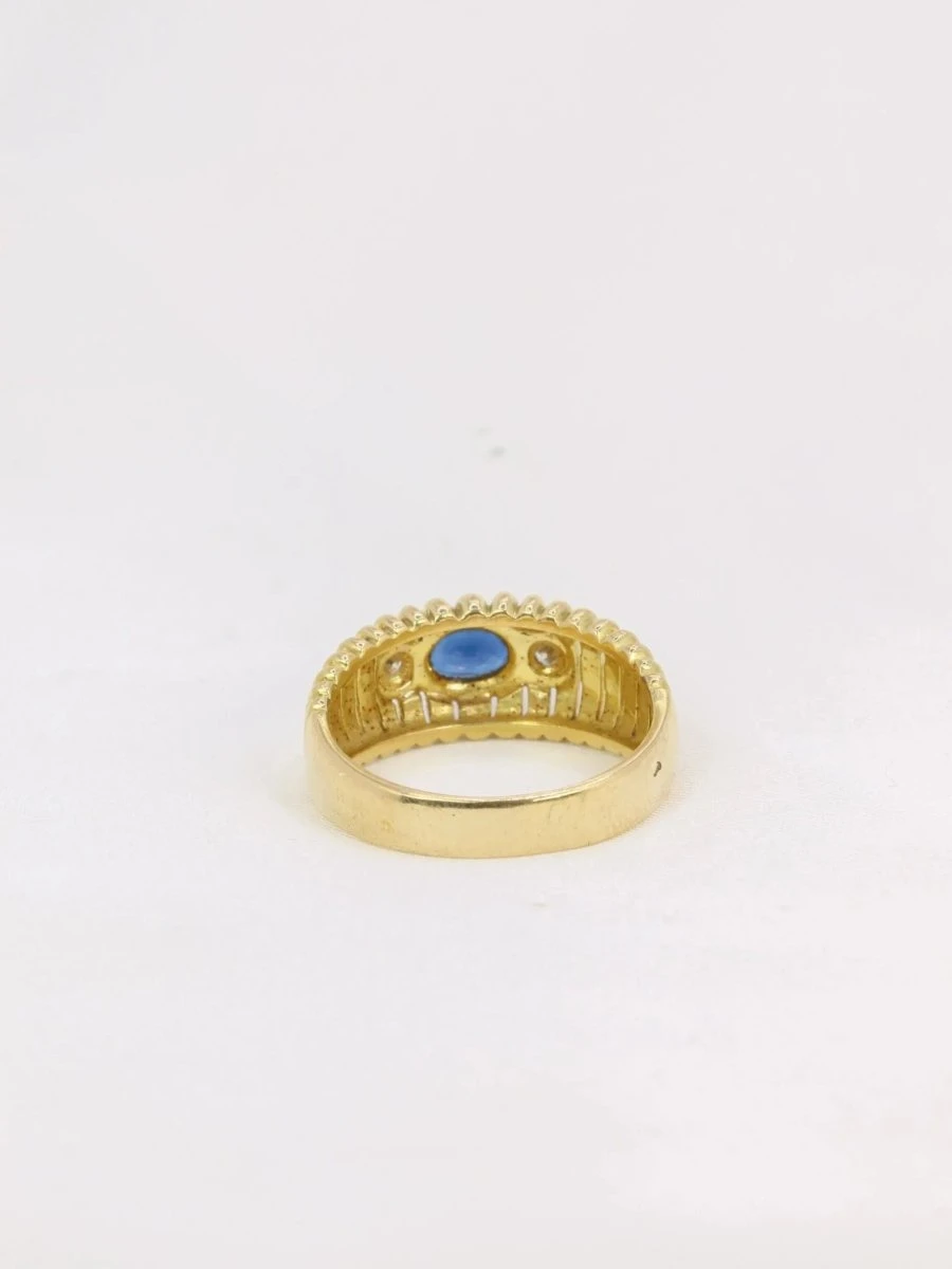 André Vassort (att à) Bague Vintage Or Diamants Saphir Ovale – Image 5