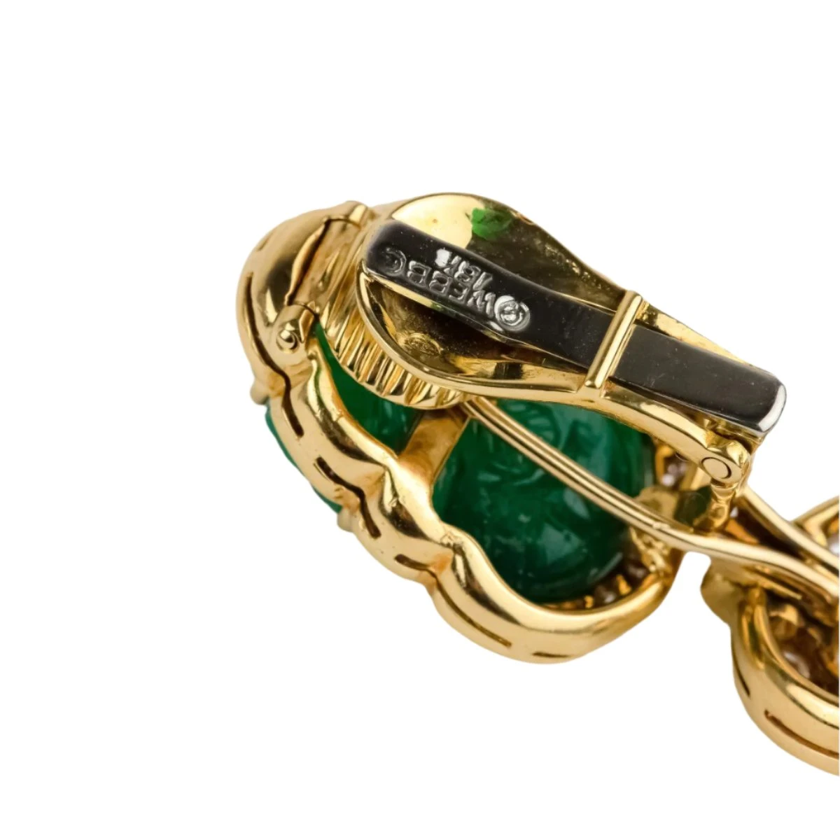 Boucles D'oreilles Pendantes DAVID WEBB Feuilles En Or Jaune, émeraudes Et Diamants 7 Boucles D'oreilles Pendantes DAVID WEBB Feuilles En Or Jaune, émeraudes Et Diamants – Image 7