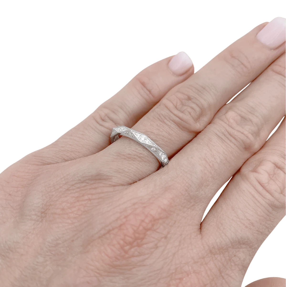 Miller Bague Alliance BOUCHERON "Facette" En Platine, Diamants. 2 Miller Bague Alliance BOUCHERON "Facette" En Platine, Diamants. – Image 2