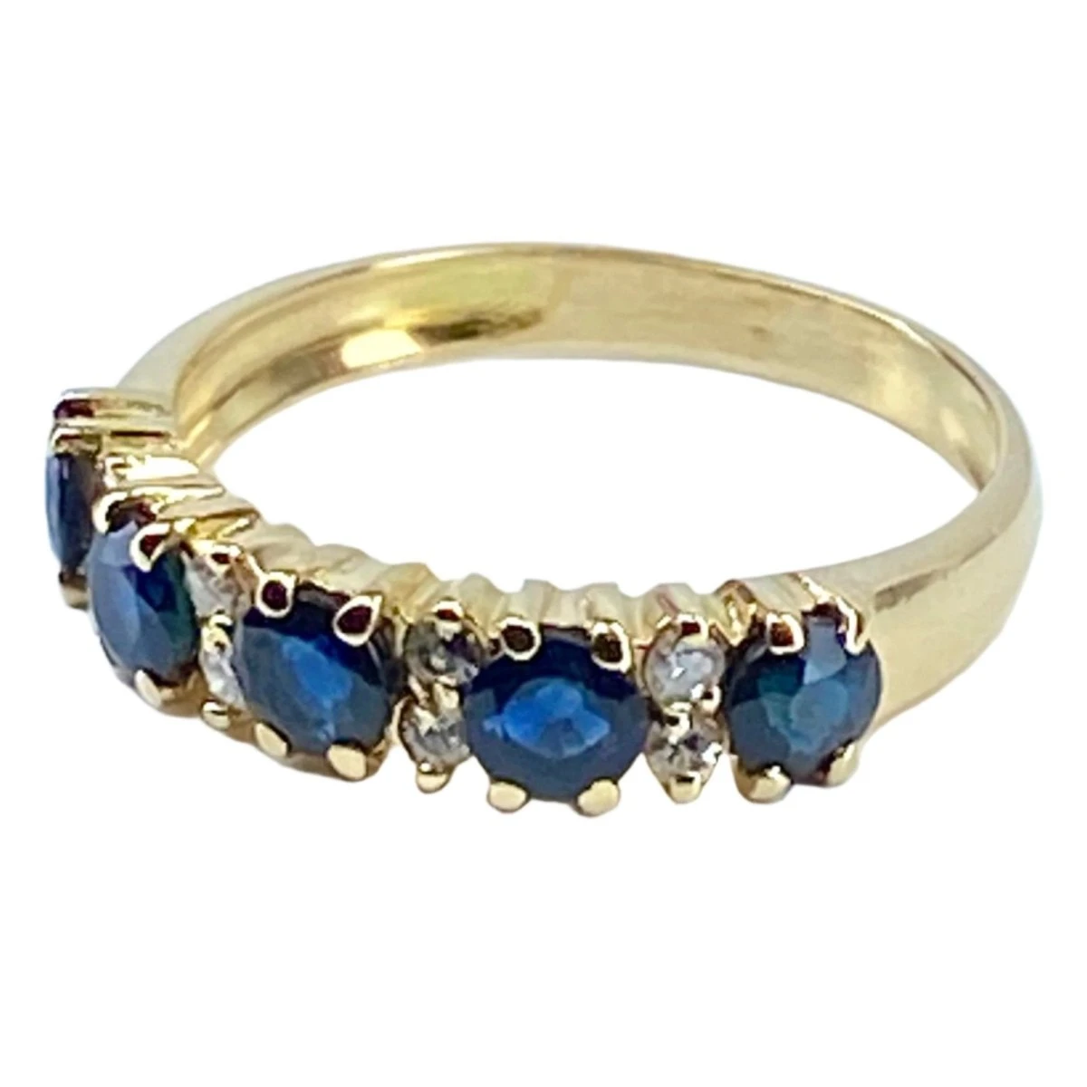 Bague Alliance En Or Jaune, Saphirs Et Diamants 1 Bague Alliance En Or Jaune, Saphirs Et Diamants