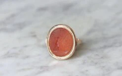 Bague Ancienne Intaille Cornaline Sur Or Rose -Castafiore Boutique bague ancienne intaille cornaline sur or rose 220568
