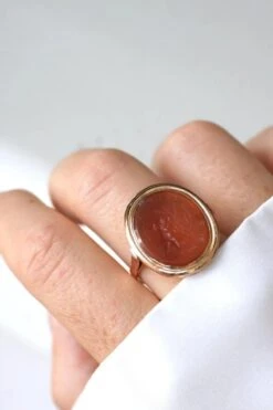 Bague Ancienne Intaille Cornaline Sur Or Rose -Castafiore Boutique bague ancienne intaille cornaline sur or rose 389980