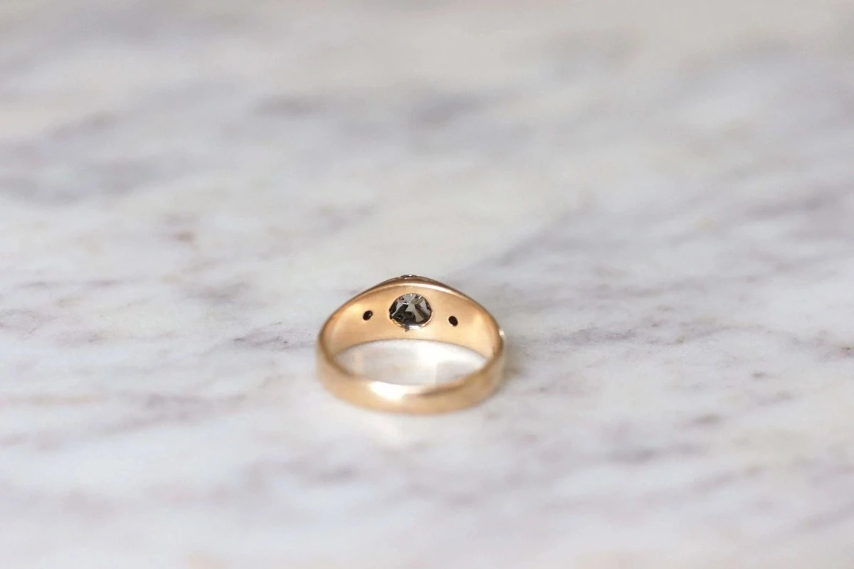 Bague Ancienne Jonc Or Rose Et Diamant 7 Bague Ancienne Jonc Or Rose Et Diamant – Image 7