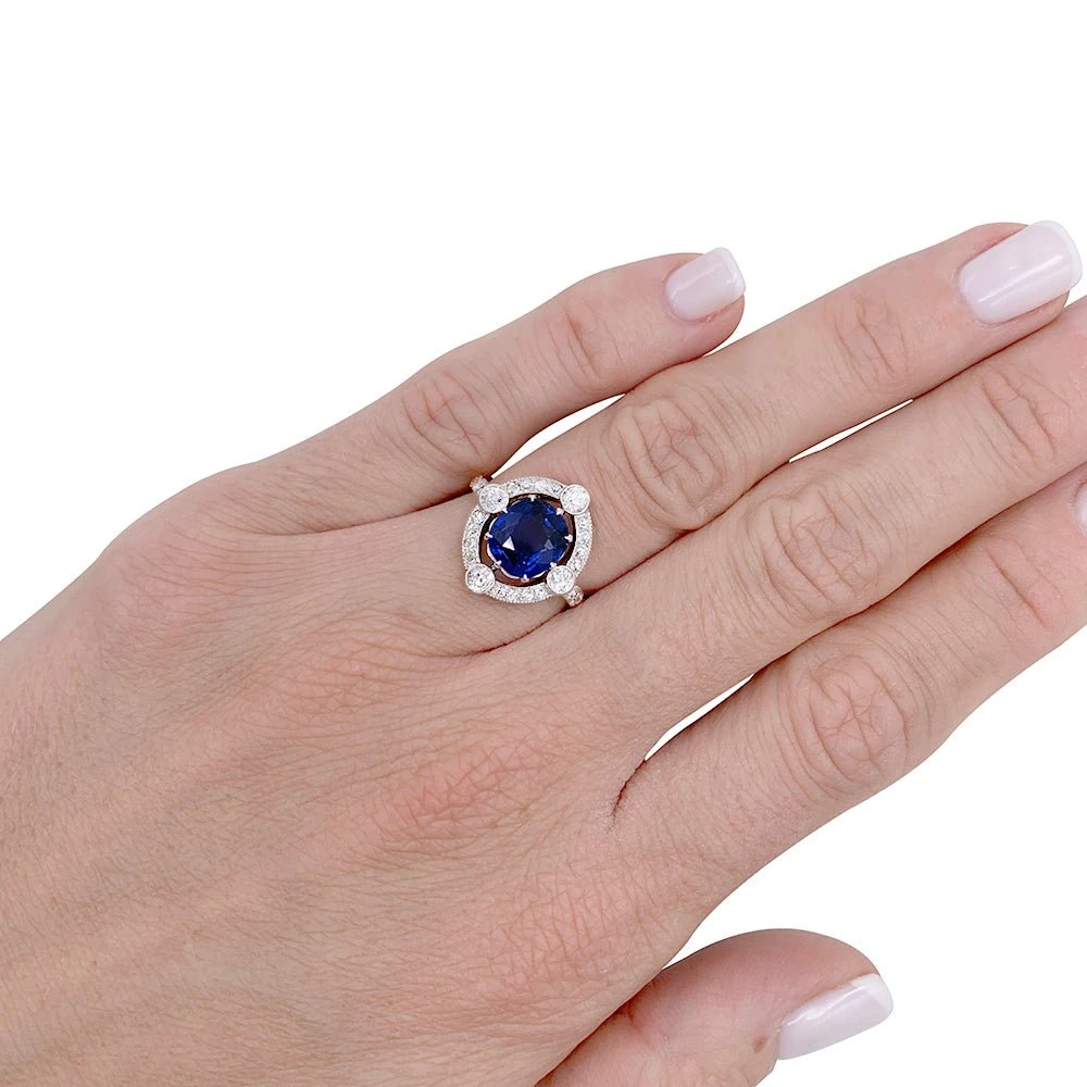 Miller Bague Années 1920, Saphir Ceylan, Diamants Taille Ancienne 8 Miller Bague Années 1920, Saphir Ceylan, Diamants Taille Ancienne – Image 8