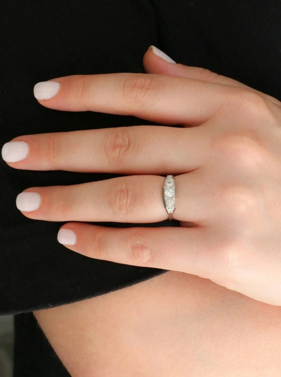 Bague Art Deco Diamants Taille Ancienne 2 Bague Art Deco Diamants Taille Ancienne – Image 2