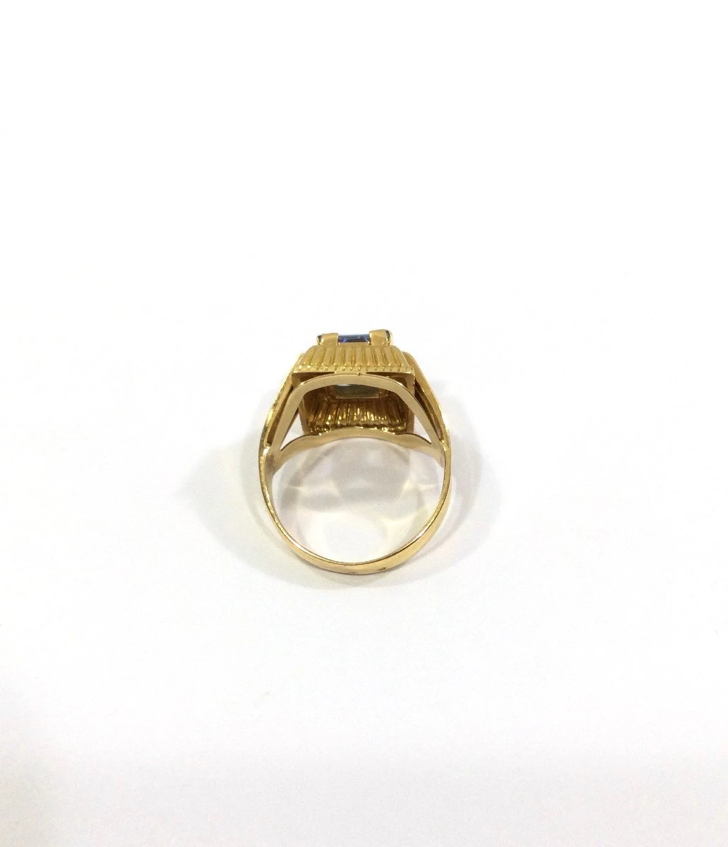 Bague Art Déco En Or Rose Et Spinelle Bleu 4 Bague Art Déco En Or Rose Et Spinelle Bleu – Image 4