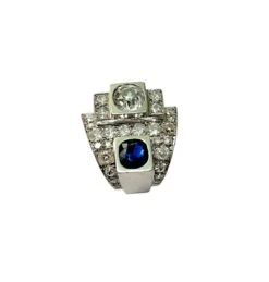 Bague Art Déco En Platine, Diamants Et Saphir -Castafiore Boutique bague art deco en platine diamants et saphir 512352