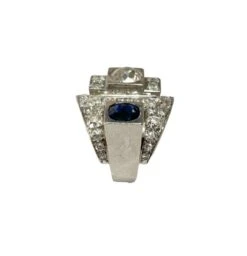 Bague Art Déco En Platine, Diamants Et Saphir -Castafiore Boutique bague art deco en platine diamants et saphir 642563