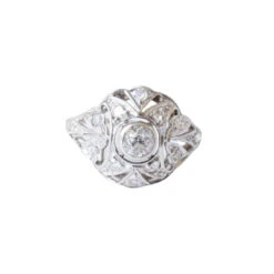 Bague Art Déco En Or Blanc Et Diamants