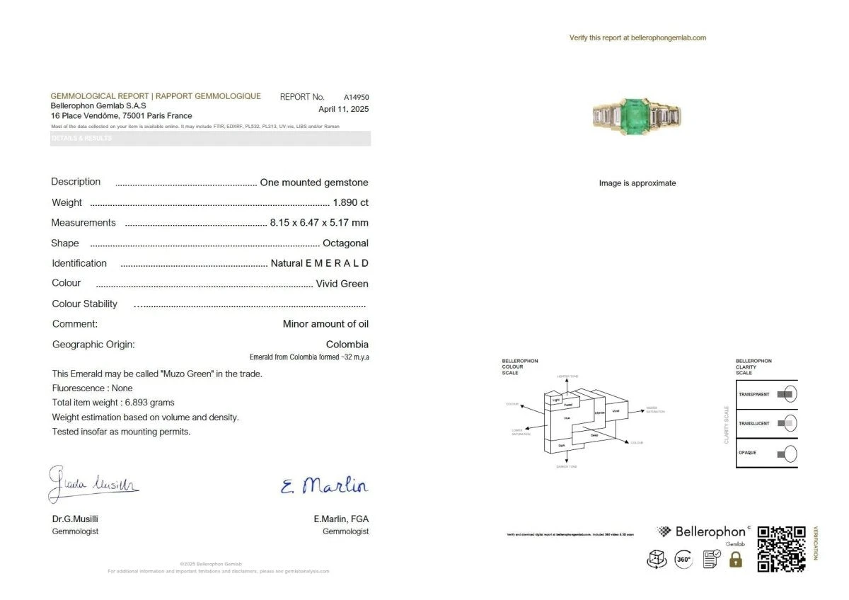 Bague Art Deco Or Jaune Diamants Emeraude Colombienne Muzo 1,9 Carat 11 Bague Art Deco Or Jaune Diamants Emeraude Colombienne Muzo 1,9 Carat – Image 11