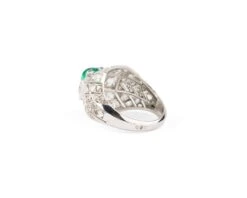 Bague Art Déco Pavée En Platine, émeraude Et Diamants -Castafiore Boutique bague art deco pavee en platine emeraude et diamants 127639