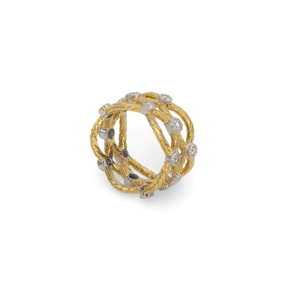 Bague Bandeau BUCCELLATI GianMaria En Or Jaune, Or Blanc Et Diamants 1 Bague Bandeau BUCCELLATI GianMaria En Or Jaune, Or Blanc Et Diamants