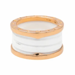 Bague Bandeau BULGARI "B.Zéero1" En Or Rose Et Céramique