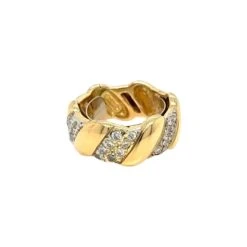 Bague Bandeau DAVID WEBB En Or Jaune, Or Blanc Et Diamants