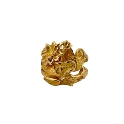 Bague Bandeau EMMANUELLE RICARD En Or Jaune à Décor Floral