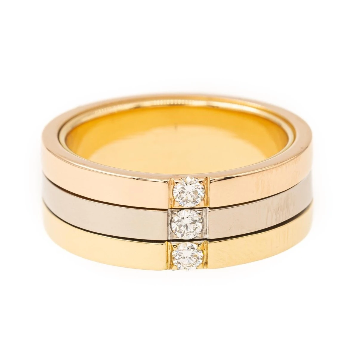 Bague Bandeau En 3 Ors Et Diamants 1 Bague Bandeau En 3 Ors Et Diamants