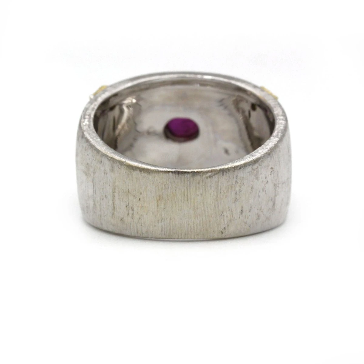 Bague Bandeau En Or Blanc, Or Jaune, Rubis Et Diamants 3 Bague Bandeau En Or Blanc, Or Jaune, Rubis Et Diamants – Image 3