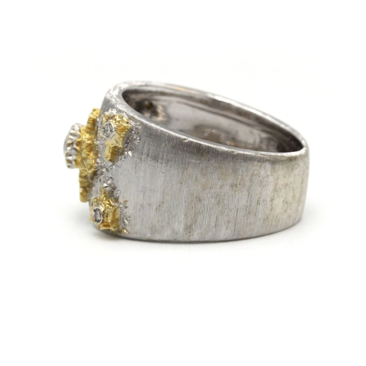 Bague Bandeau En Or Blanc, Or Jaune, Rubis Et Diamants 2 Bague Bandeau En Or Blanc, Or Jaune, Rubis Et Diamants – Image 2