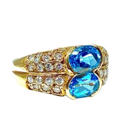 Bague Bandeau En Or Jaune, Topaze Et Diamants -Castafiore Boutique bague bandeau en or jaune 18 caratstopaze et diamants 113341