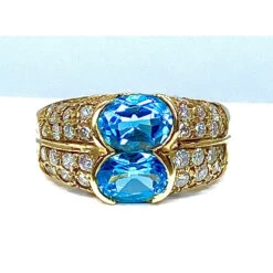 Bague Bandeau En Or Jaune, Topaze Et Diamants -Castafiore Boutique bague bandeau en or jaune 18 caratstopaze et diamants 224903