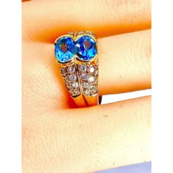 Bague Bandeau En Or Jaune, Topaze Et Diamants -Castafiore Boutique bague bandeau en or jaune 18 caratstopaze et diamants 340540