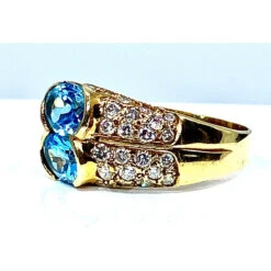 Bague Bandeau En Or Jaune, Topaze Et Diamants -Castafiore Boutique bague bandeau en or jaune 18 caratstopaze et diamants 496780