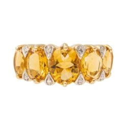 Bague Bandeau En Or Jaune Et Citrine