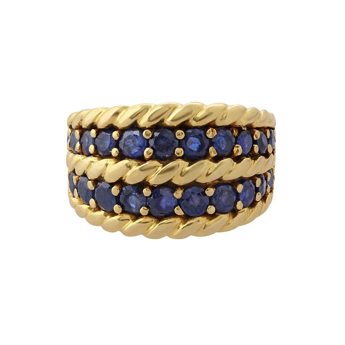 Bague Bandeau En Or Jaune Et Saphirs 1 Bague Bandeau En Or Jaune Et Saphirs