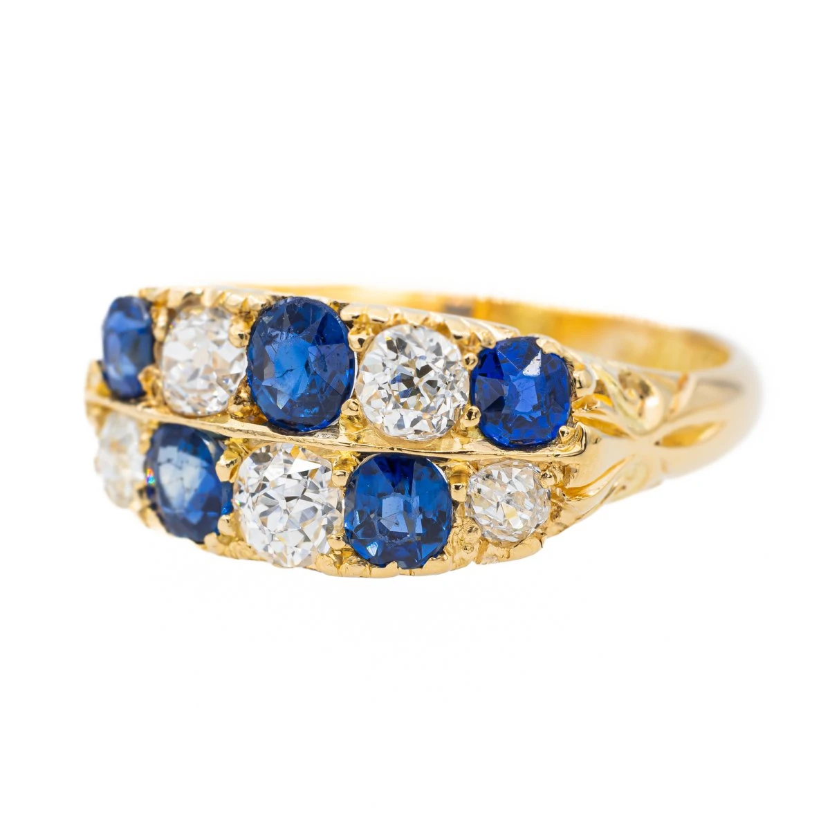 Bague Bandeau En Or Jaune, Saphir Et Diamant 3 Bague Bandeau En Or Jaune, Saphir Et Diamant – Image 3