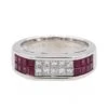Bague Bandeau En Platine, Diamant Et Rubis
