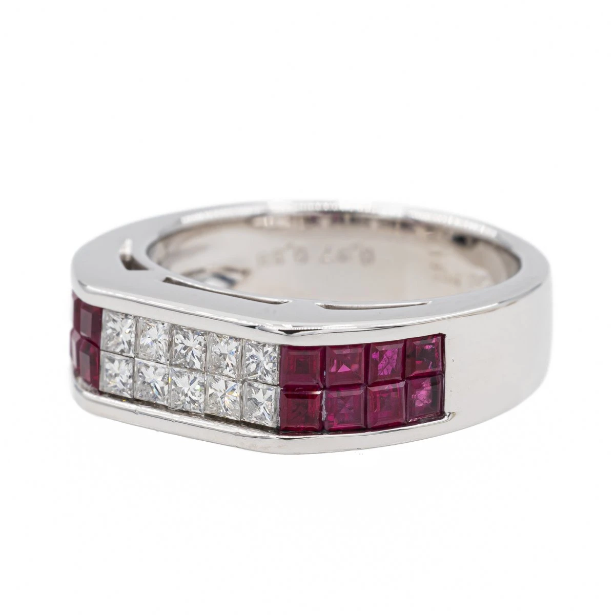 Bague Bandeau En Platine, Diamant Et Rubis 3 Bague Bandeau En Platine, Diamant Et Rubis – Image 3