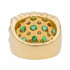 Bague Bandeau En Or Jaune, émeraudes Et Diamants -Castafiore Boutique bague bandeau or jaune emeraude 493090