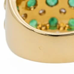 Bague Bandeau En Or Jaune, émeraudes Et Diamants -Castafiore Boutique bague bandeau or jaune emeraude 544299