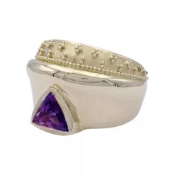 Miller Bague Bandeau Or Jaune Et Améthyste -Castafiore Boutique bague bandeau or jaune et amethyste 277814