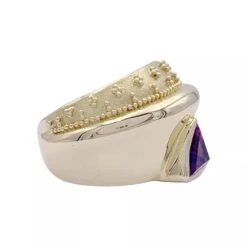 Miller Bague Bandeau Or Jaune Et Améthyste -Castafiore Boutique bague bandeau or jaune et amethyste 507855