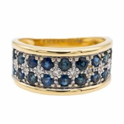 Bague Bandeau Or Jaune Saphir