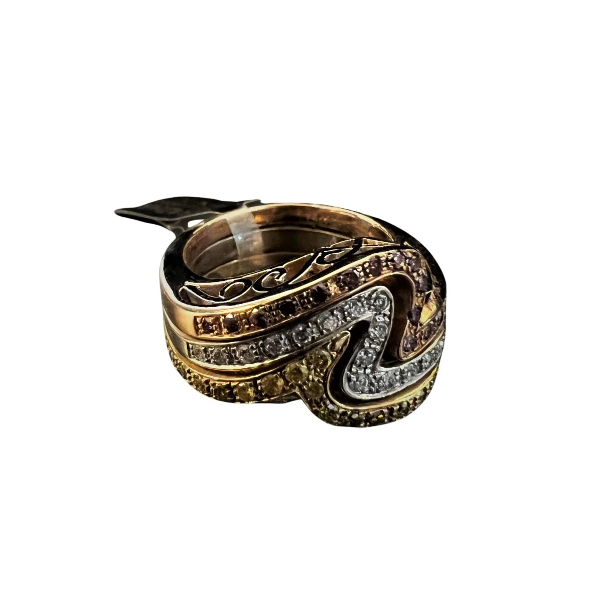 Bague Bandeau Trois Ors Et Diamants 2 Bague Bandeau Trois Ors Et Diamants – Image 2