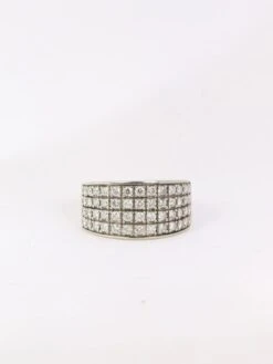 Bague Bandeau Vintage En Or Blanc Et Diamants