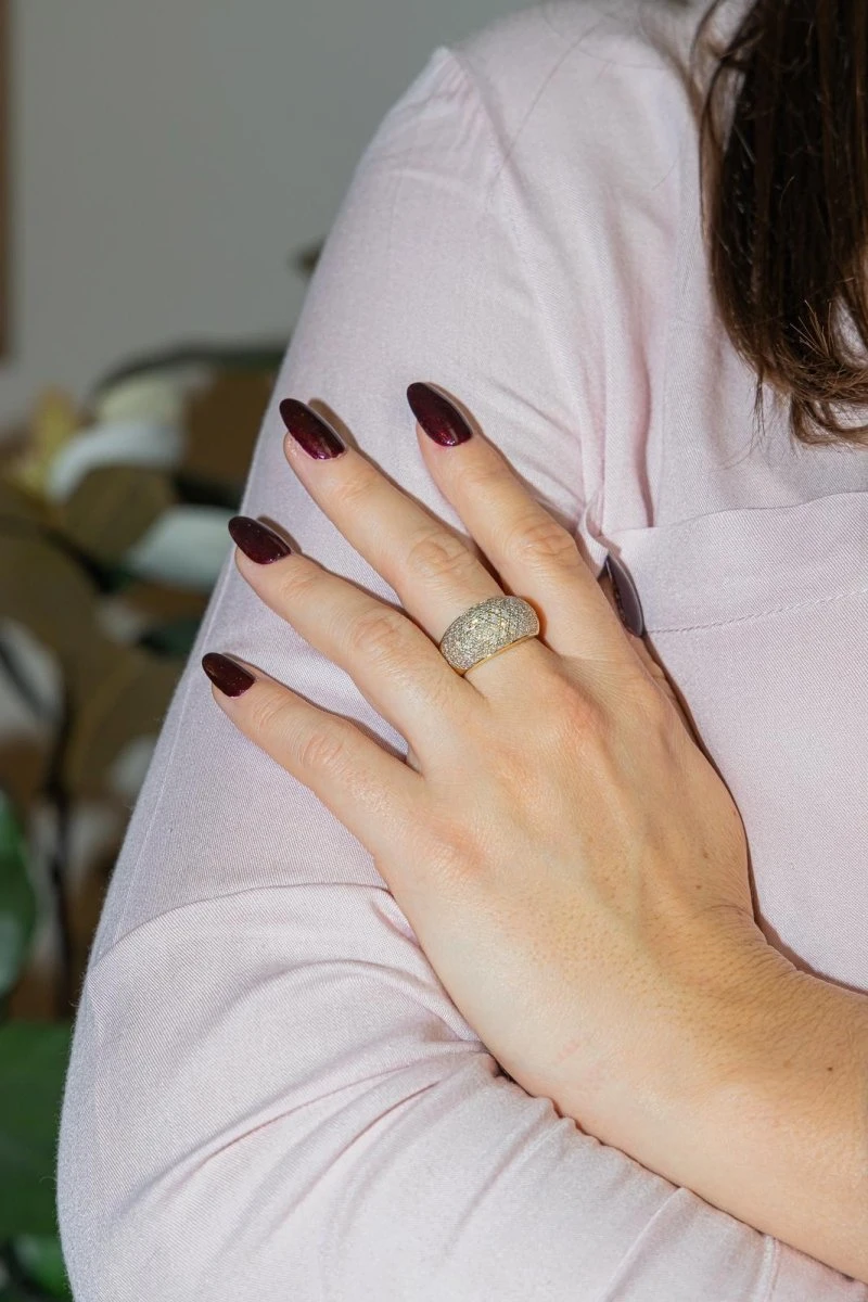 Bague Bombée Or Jaune Diamant 2 Bague Bombée Or Jaune Diamant – Image 2