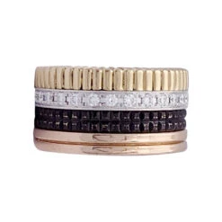 Miller Bague Bandeau BOUCHERON "Quatre Classique" En Or Jaune, Or Blanc, Or Rose, Pvd Et Diamants -Castafiore Boutique bague boucheron quatre classique large trois ors et diamants 846073