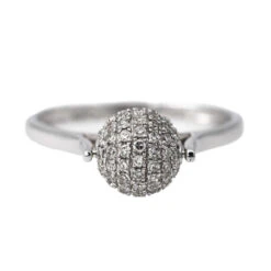 Bague Boule En Or Blanc Et Diamant