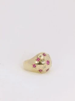 Bague Boule Vintage En Or Jaune, Rubis Et Diamants -Castafiore Boutique bague boule vintage en or jaune rubis et diamants 359182